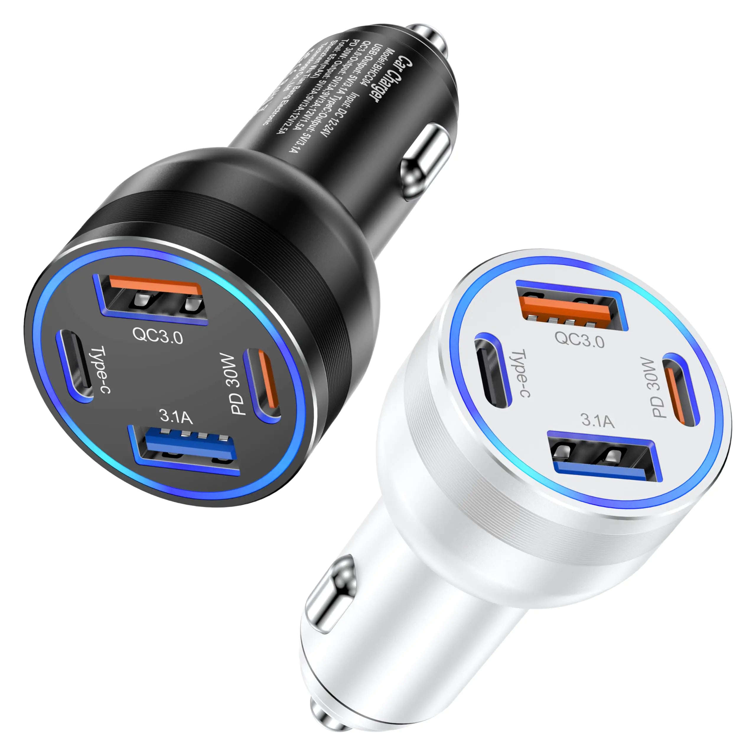 USB C Car Charger Agtray iPhone 16/15 USB-C Car Charger Adapter 4-Port 65W PD3.0&QC3.0 Fast Charging Cigarette Lighter Car Power Adapter for iPhone 16 15 14 13 12 Pro Max iPad Galaxy S24 S23 S22