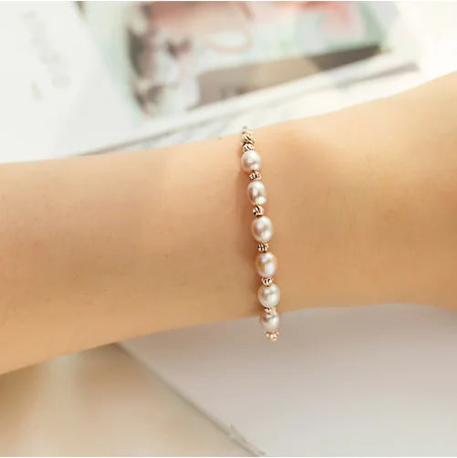 Akoya Pearl Bracelet with Irregular Pure Silver Design