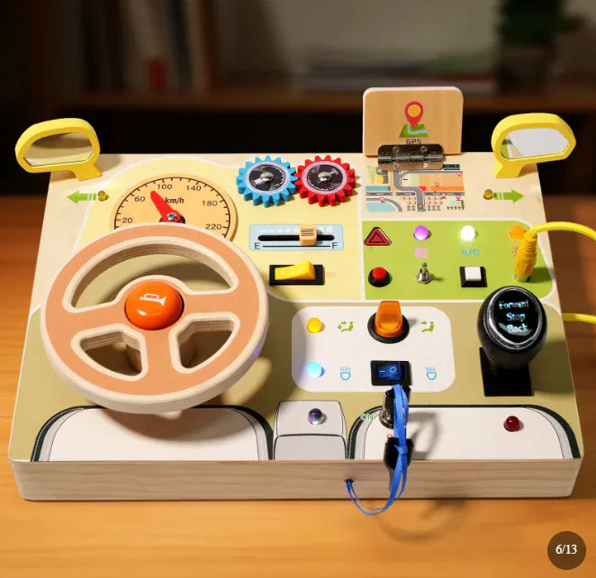Nordic Wooden Steering Wheel Busy Board