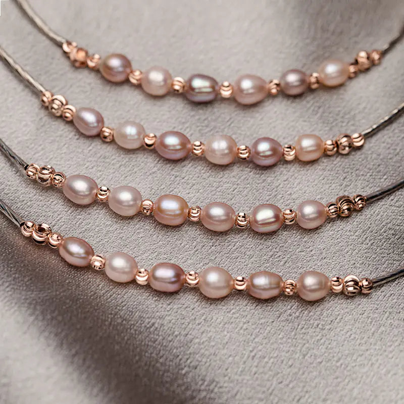 Akoya Pearl Bracelet with Irregular Pure Silver Design