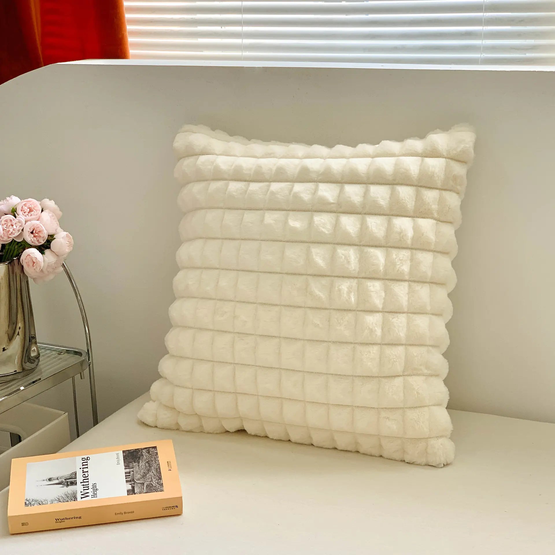 Nordic Cream Style Brown Floral Embroidered Pillowcase